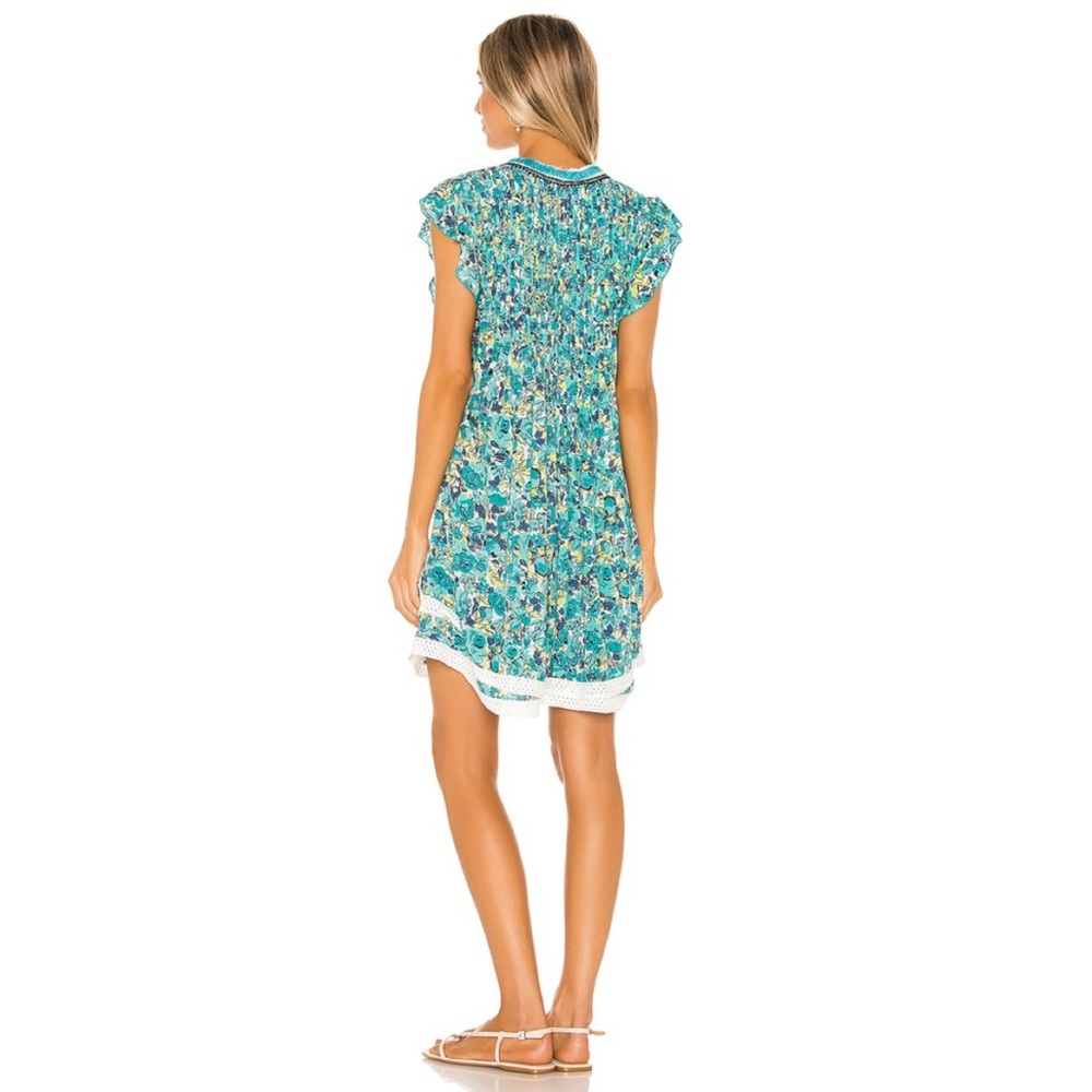 Poupette St Barth Sasha Mini Dress in Green Azalea - Picture 3 of 8